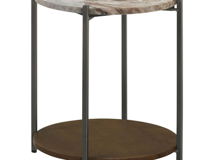 Bleskin - Round Accent Side Table With Shelf - White