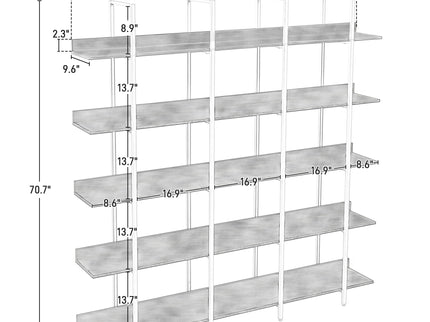 Vintage Industrial 5 Tier Open Bookcase