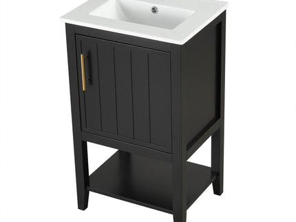 Modern Bathroom Vanity With Sink, Soft-Closing Door And Open Shelf