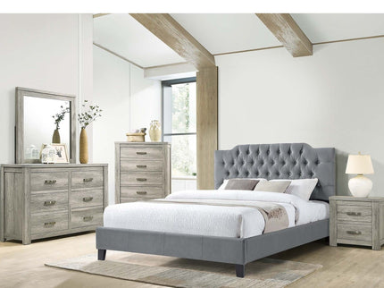 Modern Bed Frame With Tufted Upholstered Headboard