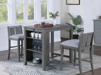 Graham - 3 Piece Small Space Counter Height Dining Table With Shelves And 2 Chairs (Set of 3)