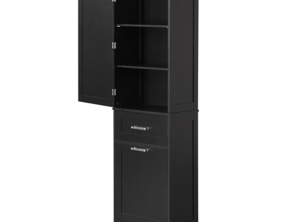 Tall Freestanding Bathroom Storage Cabinet With Adjustable Shelf And 2 Drawers