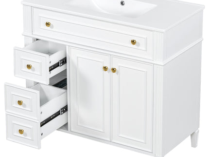 Bathroom Vanity With Sink, 3 Drawers & 2 Doors