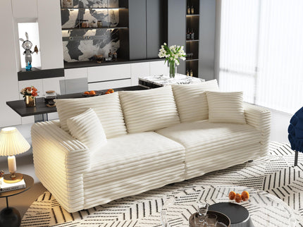 Deep Seat Convertible Sofa With Soft Pillows And Ottomans