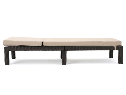 Puerta - Chaise Lounge Frame Cushion Outdoor Wicker Iron - Beige / Dark Brown