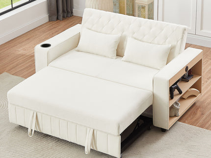 Pull-Out Sofa Bed Convertible Couch With Adjustable Backrest For Living Room