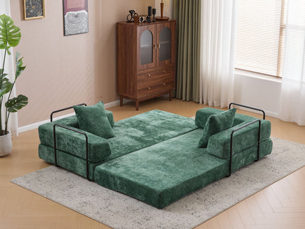 Convertible Floor Sofa Bed With Pillow Back Support Armrest