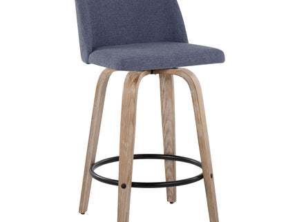 Toriano - Contemporary Fixed-Height Counter Stool & Swivel With Round Footrest (Set of 2)