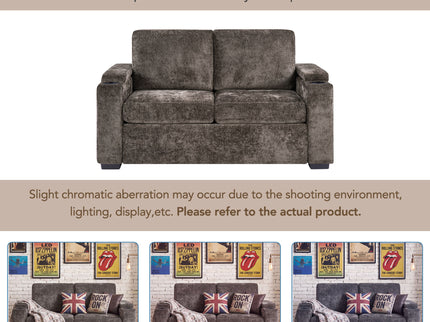 Pull Out Sofa Bed Loveseat With Twin Mattress, Cup Holders And Arm Storage