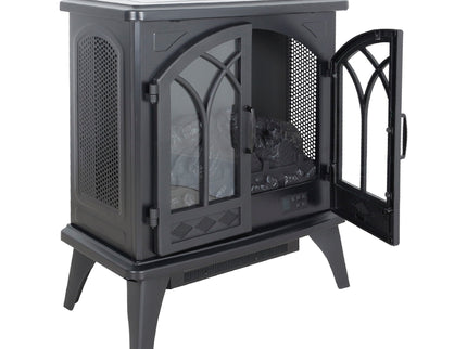 24" 3D Flame Electric Infrared Quartz Fireplace Stove With Remote Control - Antique Black