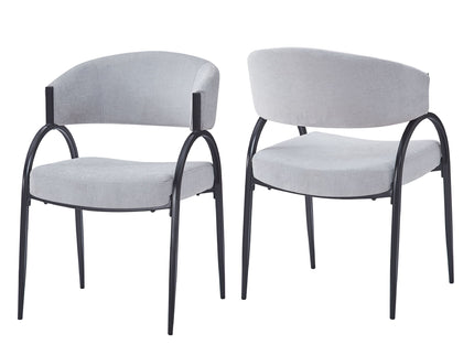 Contemporary Upholstered Dining Chairs With Metal Legs (Set of 2)