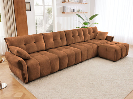 Sofa Set With Ottoman And Pillows, Textured, High Resilience Cushions
