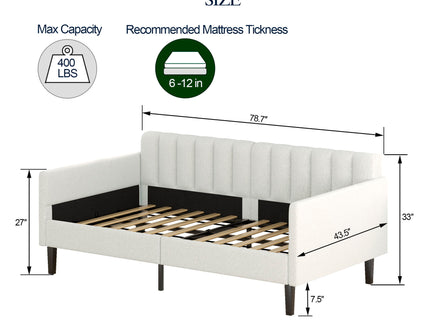 Elena - Boucle Upholstered Daybed, Ribbed Tufted Backrest