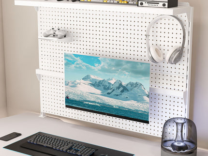 Clamp On Desk Pegboard With Single Monitor Stand