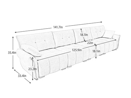 Modern Sofa & Pillows, Textured Cover, High Rebound Cushions