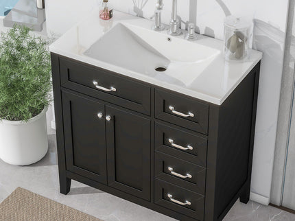 Modern Bathroom Vanity With Sink, Freestanding With Drawers And Doors