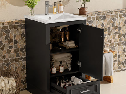 20" Bathroom Vanity With Sink, 1 Drawer, Freestanding Single Set