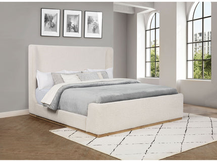 Kensington - Eastern King Sleigh Bed With Tall Wingback Headboard - Cream