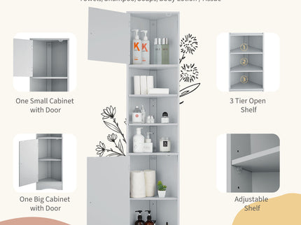 Multi Functional Corner Cabinet With Adjustable Shelves And 2 Doors