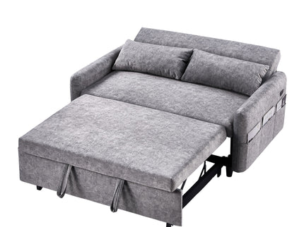 Pull Out Sleep Sofa Bed Loveseats Sofa Couch With Adjsutable Backrest, Storage Pockets, 2 Soft Pillows, USB Ports For Living Room, Bedroom, Apartment, Office