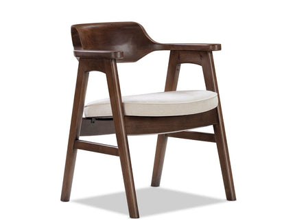 Hayes - Curved Dining Arm Chair - Light Beige