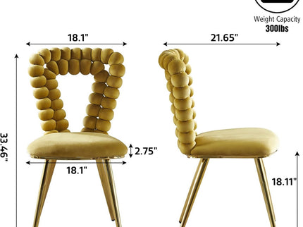 Modern Chair With Iron Tube Legs, Soft Cushions And Comfortable Backrest, Suitable For Dining Room, Living Room, Cafe, Hairball Back