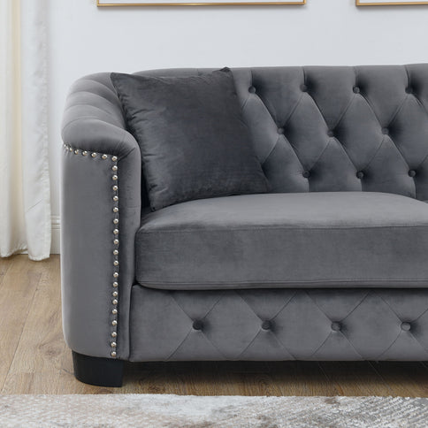Modern Chesterfield Sofa With Tufted Backrest For Living Room