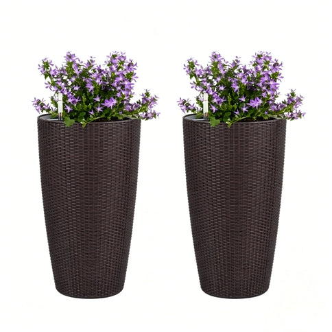 Tall Planters Set With Water Level Monitor And Auto Watering