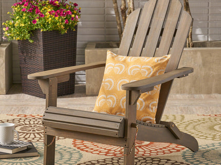 Outdoor Foldable Adirondack Chair With Hand Crafted Details - Gray