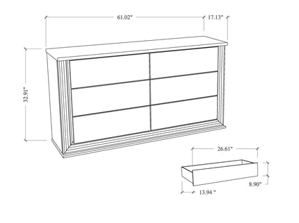 Moon - Smooth Dresser With LED - White