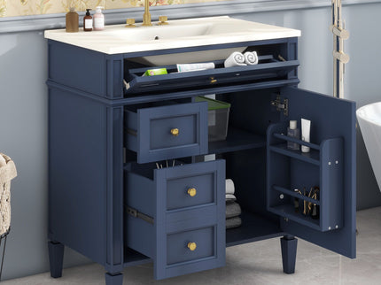 Bathroom Vanity With Top Sink, Storage Cabinet With 2 Drawers, Tip Out Drawer