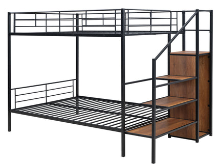 Bunk Bed With Lateral Storage Ladder And Wardrobe