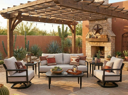 6 Piece Outdoor Conversation Set With Swivel Chairs - Ember Black