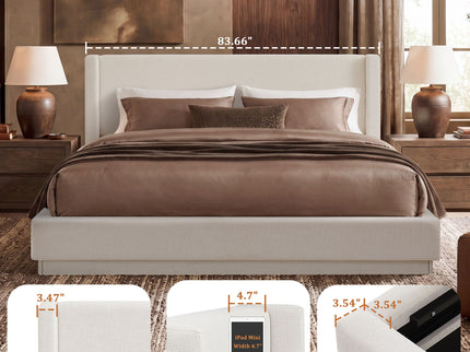 Noir - Upholstered Platform Bed With Wingback Headboard