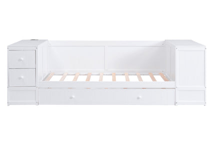 Daybed With Storage Arms, Trundle And Charging Station