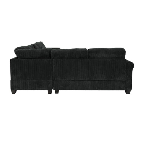 Modern Sectional Set With Corner Wedge, Loveseat, Ottoman & 2 Pillows