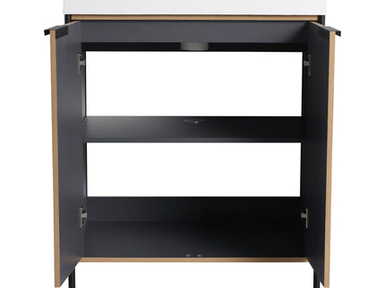 Modern Freestanding Bathroom Vanity With Resin Sink & Soft Close Cabinet Doors