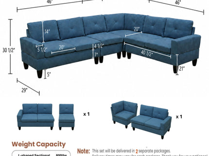 Modular L - Shaped Sectional Sofa 6 Seater 4 Piece Couch With Chaise