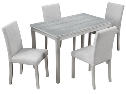 Dining Table Set With Crystal Decoration And Upholstered Chairs