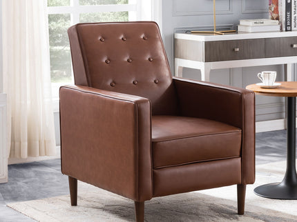 Mid-Century Modern Recliner With Button Tufted Waffle Stitch