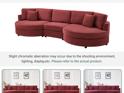 Modern 3 Seater Upholstered Sofa With Curved Design