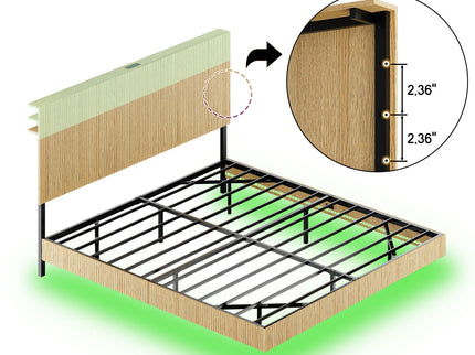 Floating Bedstead With Charging Station And LED Lights