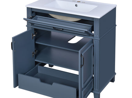 Bathroom Vanity With Sink Storage Cabinet - Blue