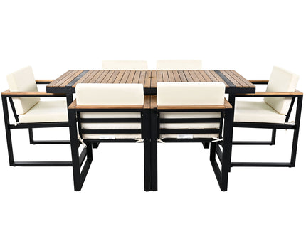 7 Pieces Outdoor Dining Set Patio Dining Table And Chair Set With And Removable Cushions For Patio