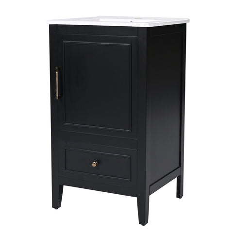 Modern Bathroom Vanity With Sink, Cabinet Storage, Drawer & Adjustable Feet