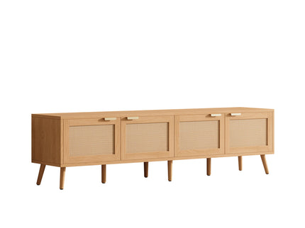 TV Stand With Storage & Cable Holes - Natural Wood