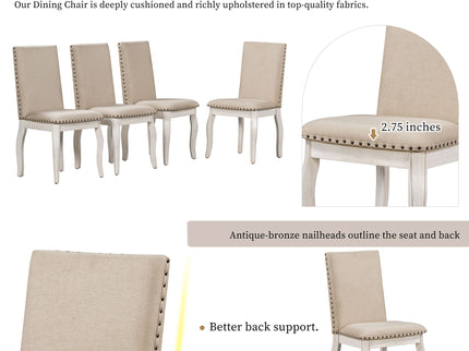 Round Extendable Dining Table Set With 4 Upholstered Chairs