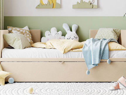 Twin Size Upholstered Daybed With Pop Up Trundle