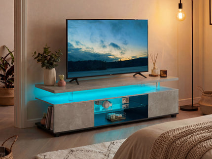 TV Stant With LED And Large Side Cabinet