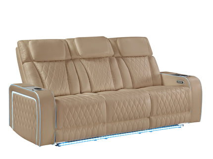 Electra - Power Reclining Sofa With Power Headrests, Drop Down Table, Reading Light, Massage, LED Lighting And USB Control